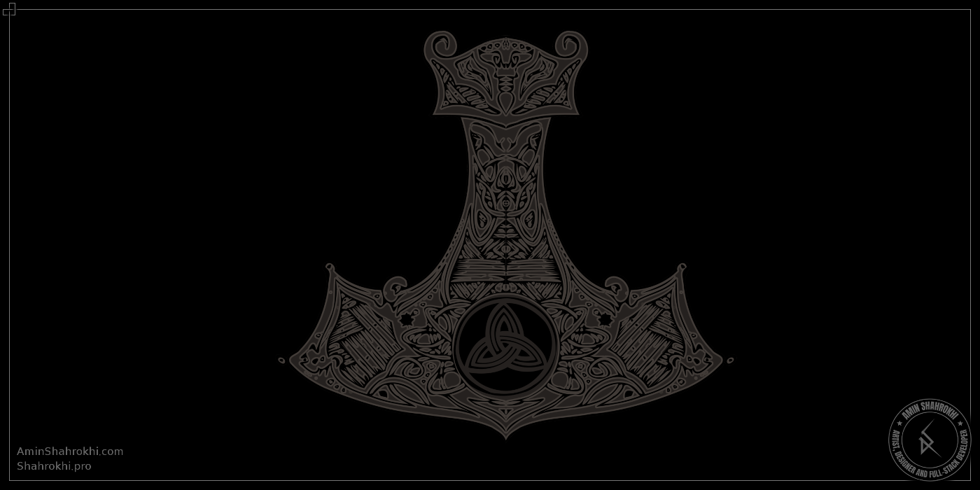 Thor Hammer Drawing for T-Shirts