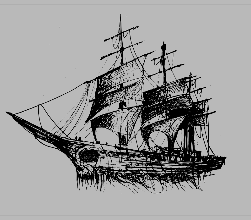 Ghost ship handmade drawing