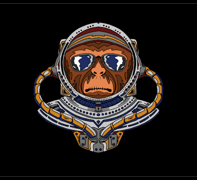 Monkey astronaut drawing for tshirts